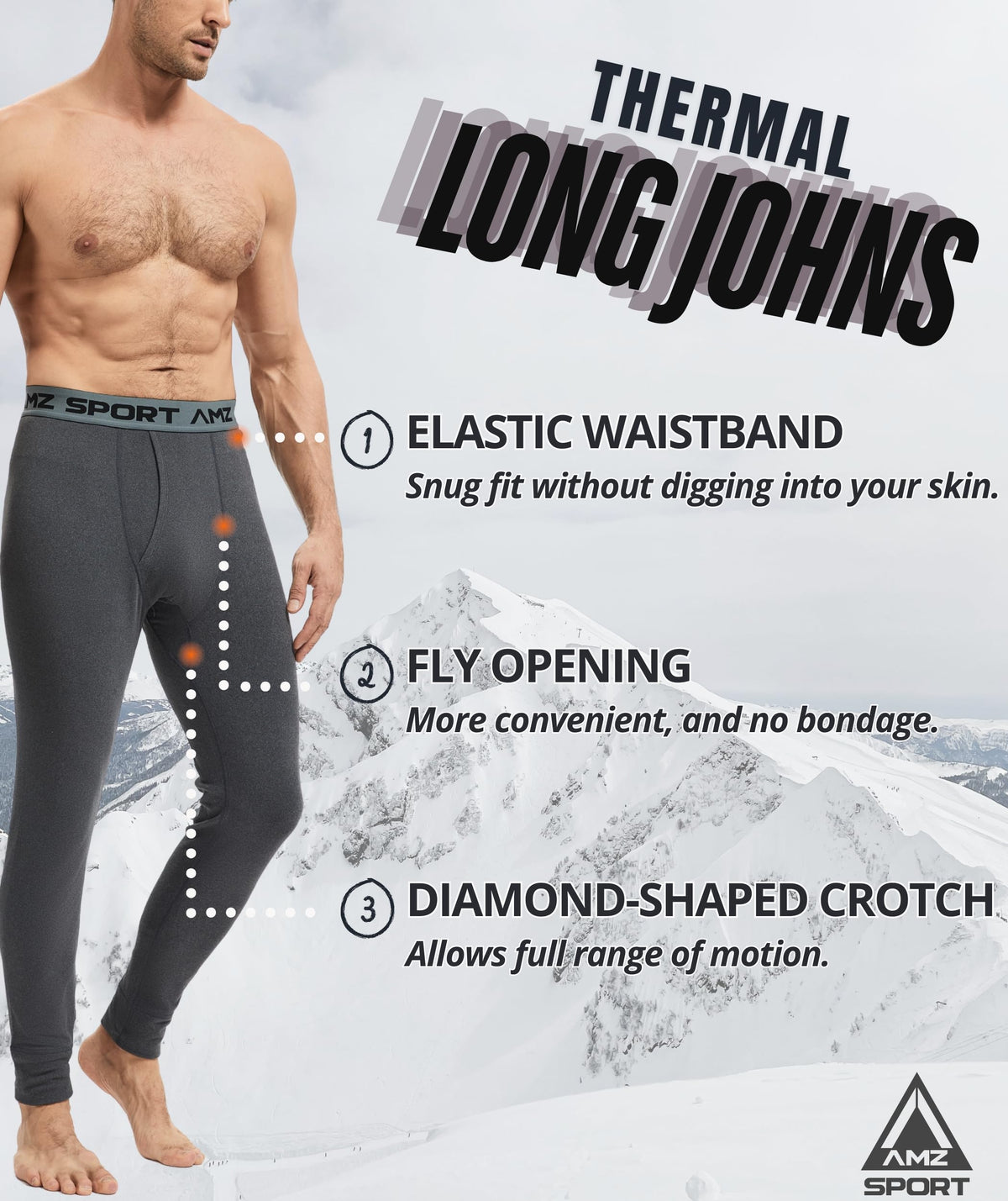 AMZSPORT Men's Thermal Underwear Long Johns Winter Base Layer Pants