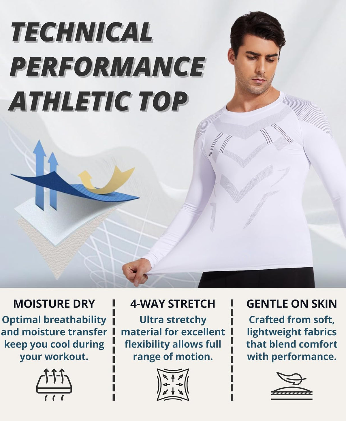 AMZSPORT Men's Long Sleeve Compression Shirt