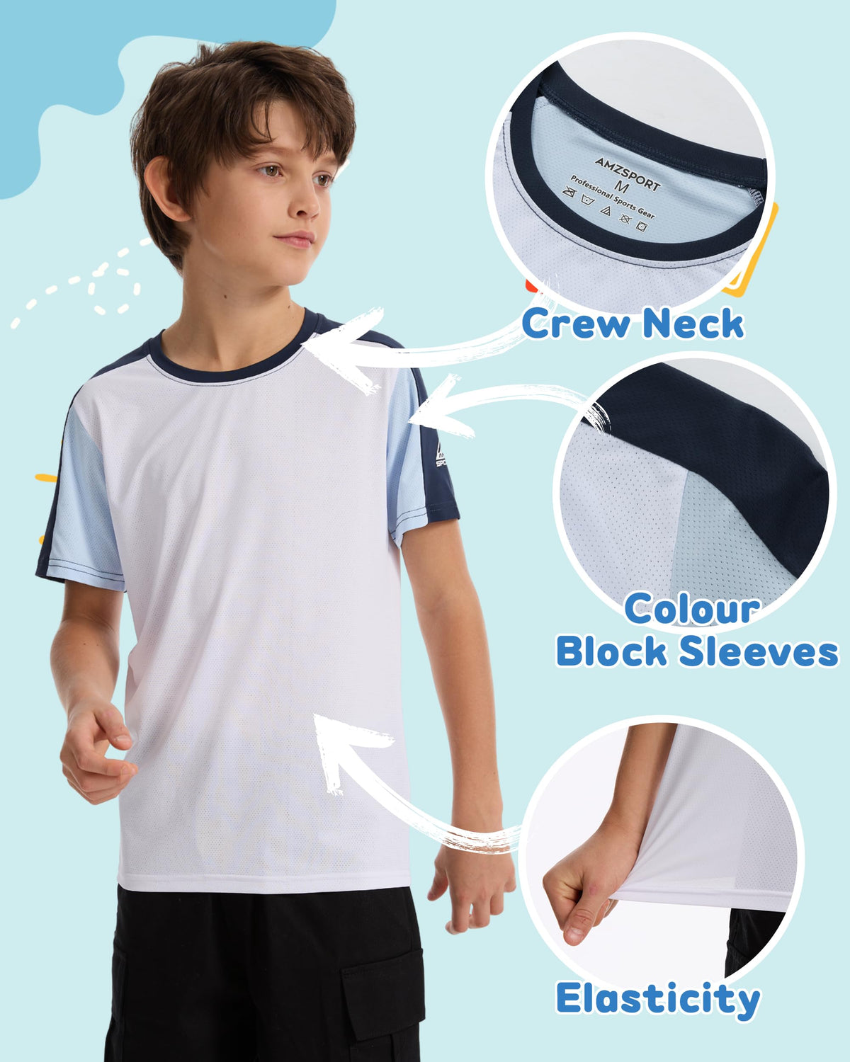 AMZSPORT Kids Unisex Short Sleeve Sports T-Shirt For Football Training