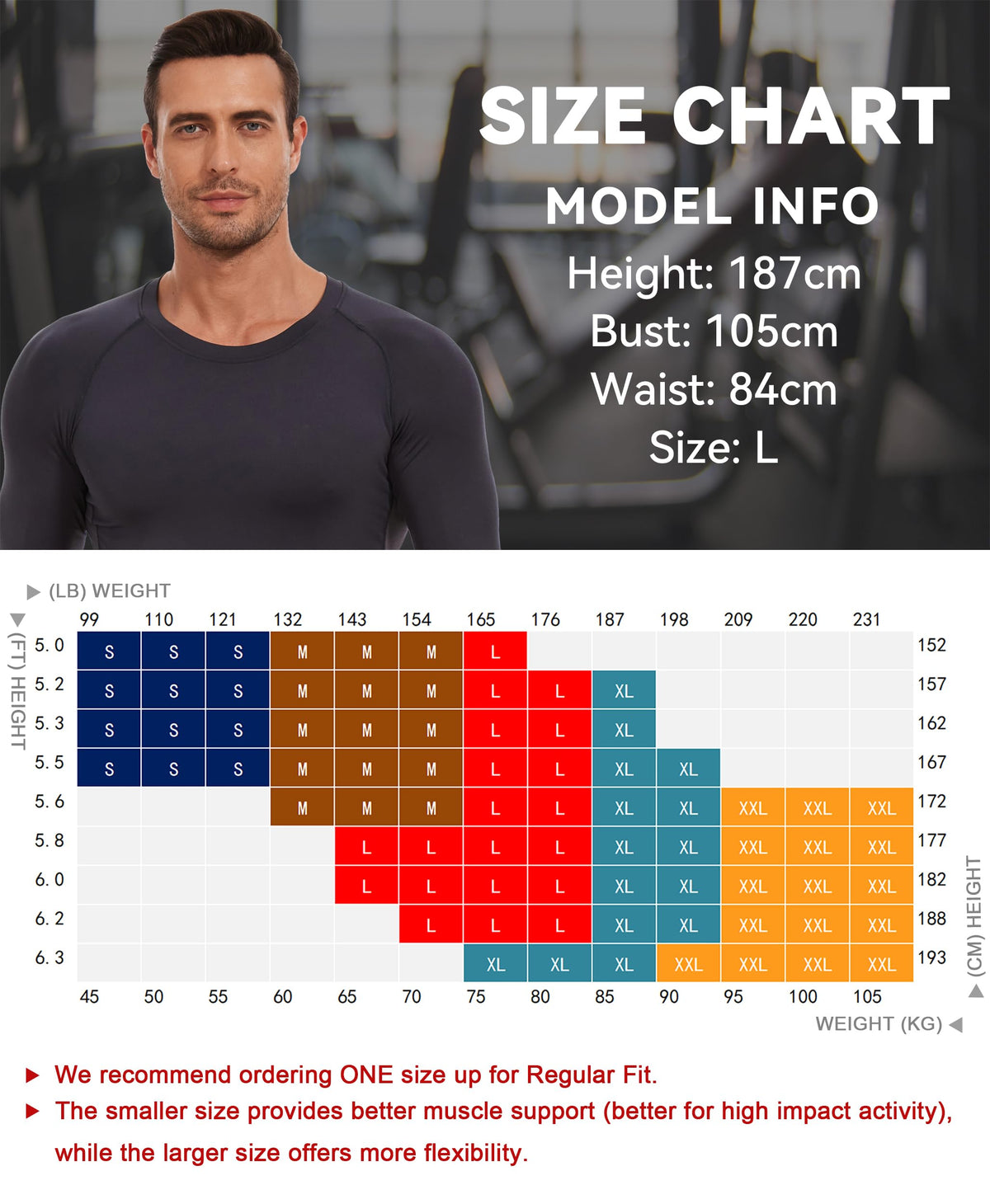 AMZSPORT Men's Long Sleeve Compression Running Shirt Quick Dry
