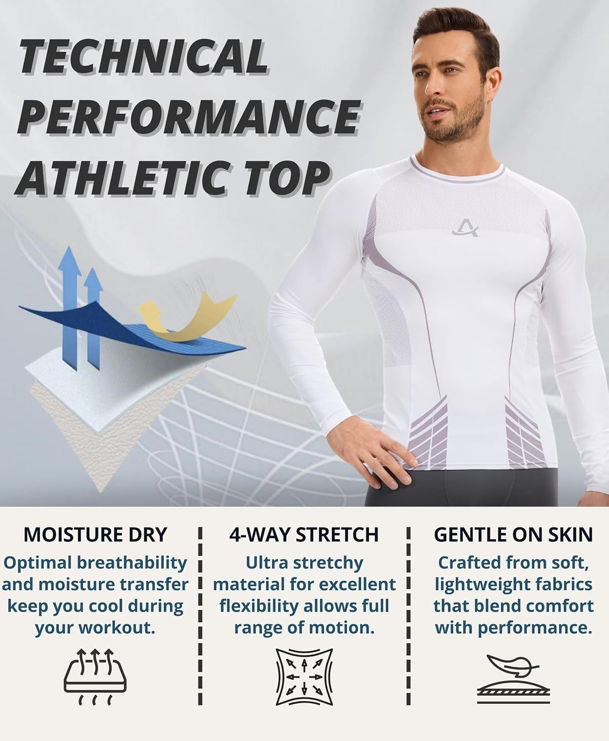 AMZSPORT Men's Long Sleeve Compression Shirt