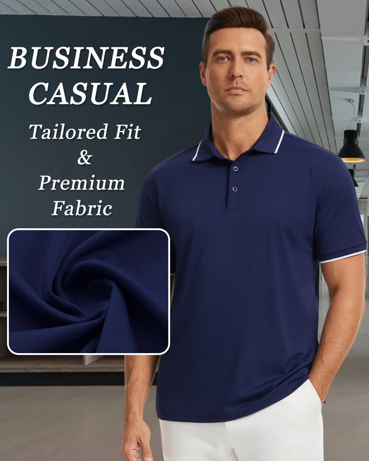 AMZSPORT Men's Short Sleeve Polo Shirt For Golf,Business Or Casual