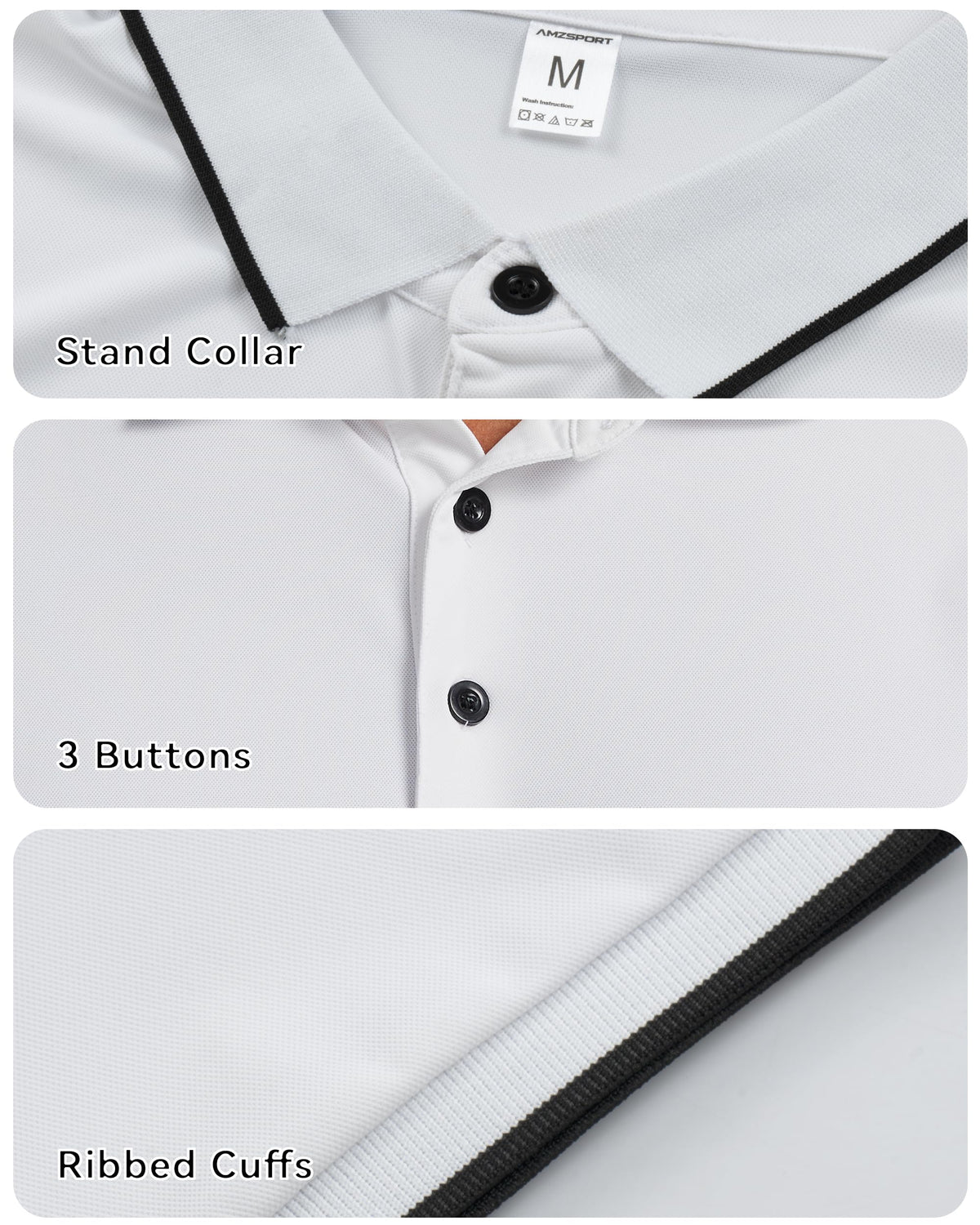 AMZSPORT Men's Short Sleeve Polo Shirt For Golf,Business Or Casual