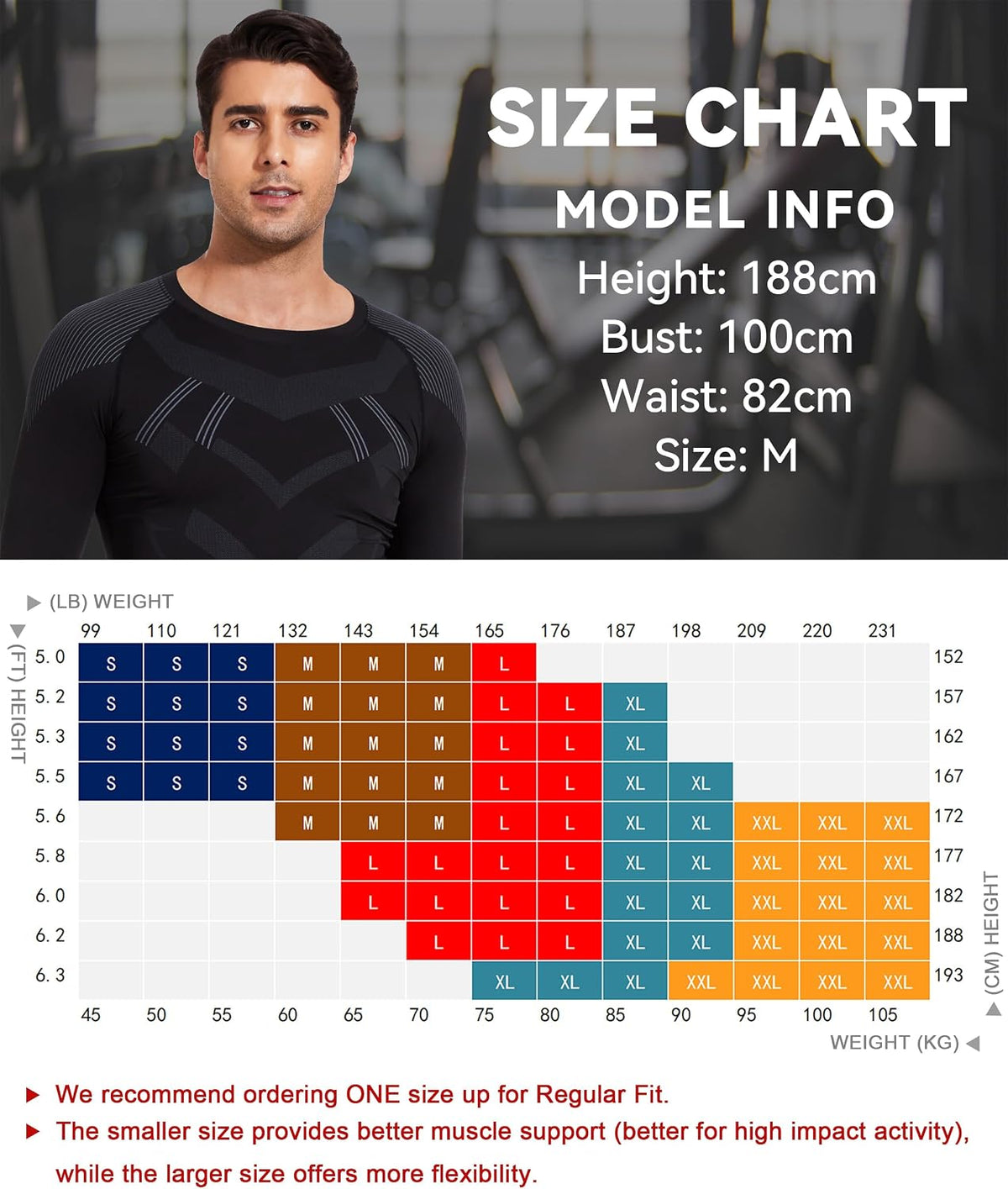 AMZSPORT Men's Long Sleeve Compression Shirt