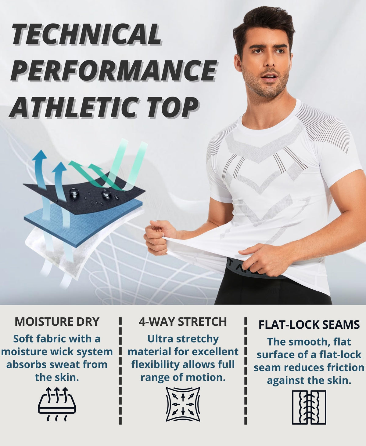 AMZSPORT Men's Compression Shirt, Sports, Quick-Dry, Base Layer Top