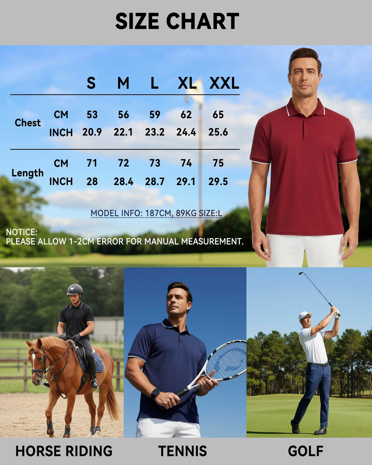 AMZSPORT Men's Short Sleeve Polo Shirt For Golf,Business Or Casual