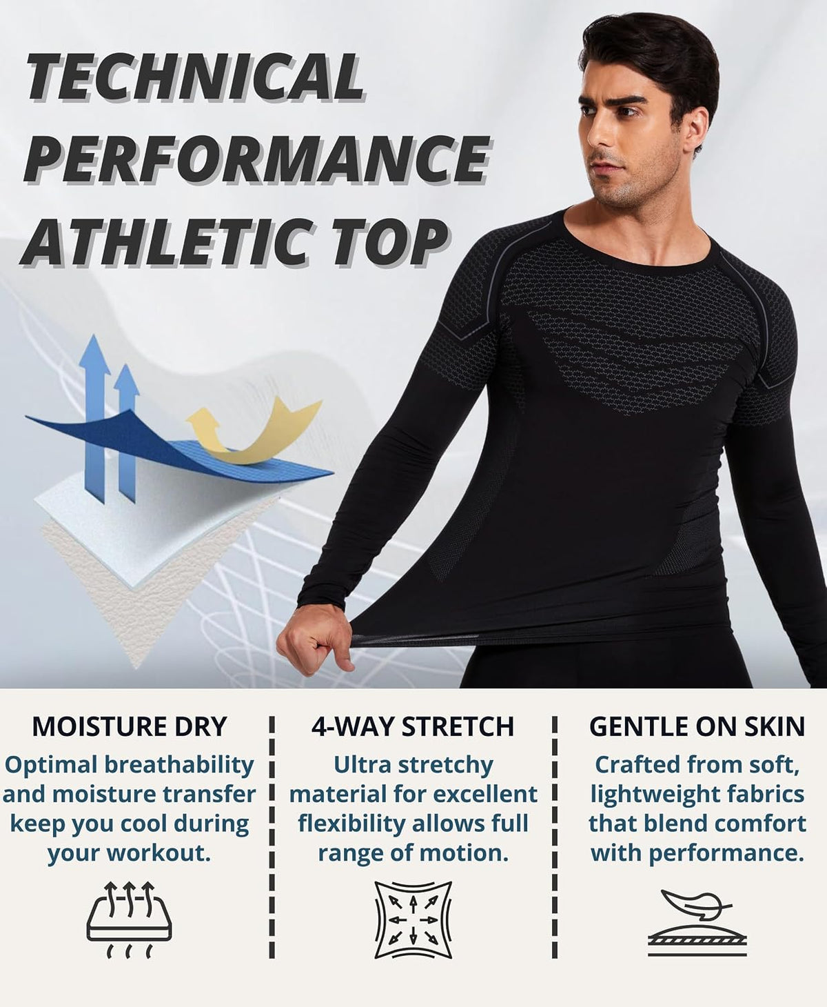 AMZSPORT Men's Long Sleeve Compression Shirt