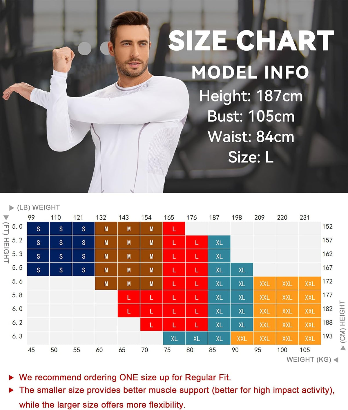 AMZSPORT Men's Long Sleeve Compression Shirt