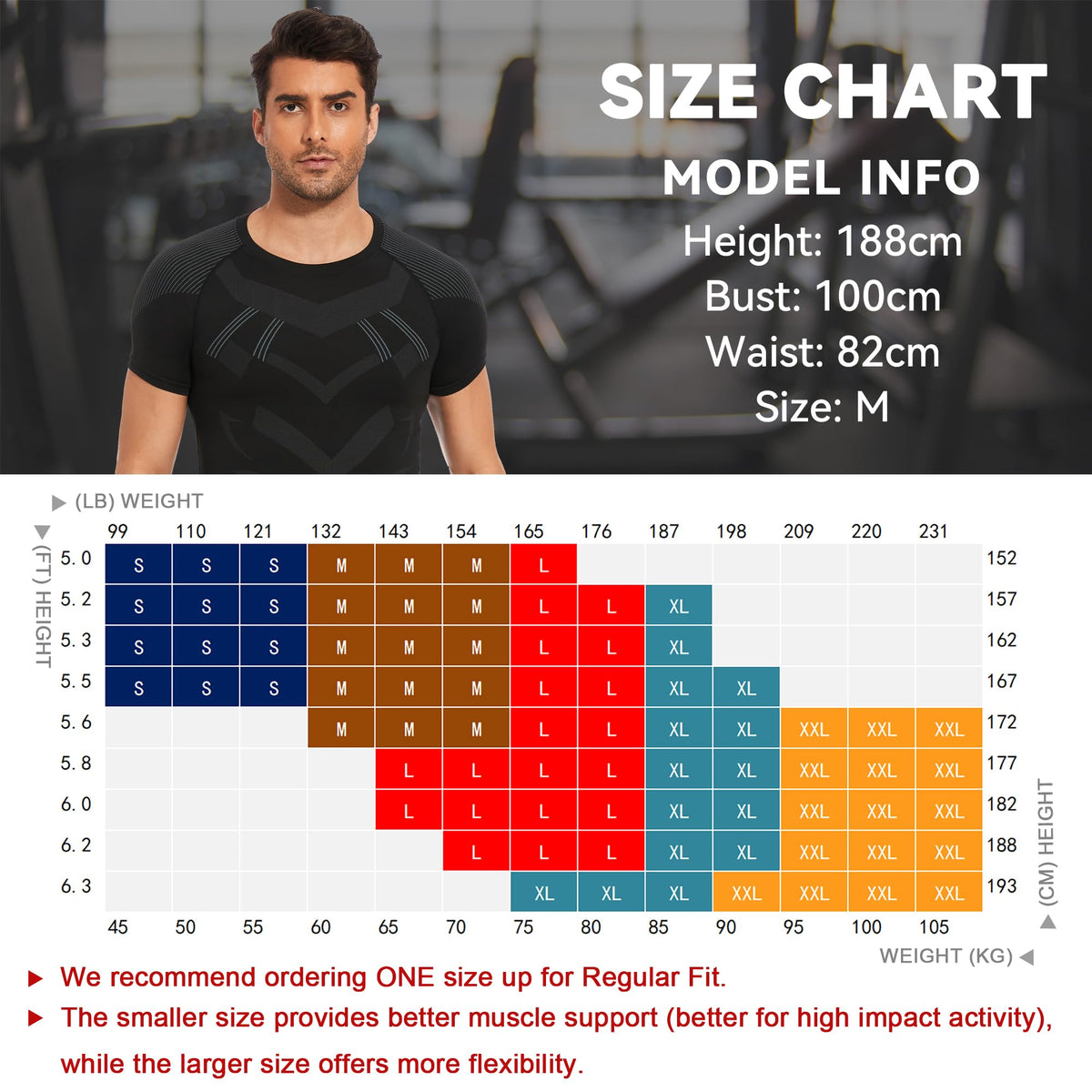 AMZSPORT Men's Compression Shirt, Sports, Quick-Dry, Base Layer Top
