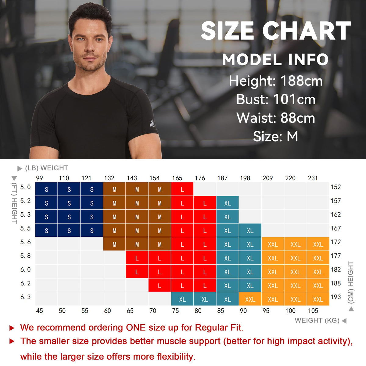 AMZSPORT Men's Compression Shirt, Sports, Quick-Dry, Base Layer Top