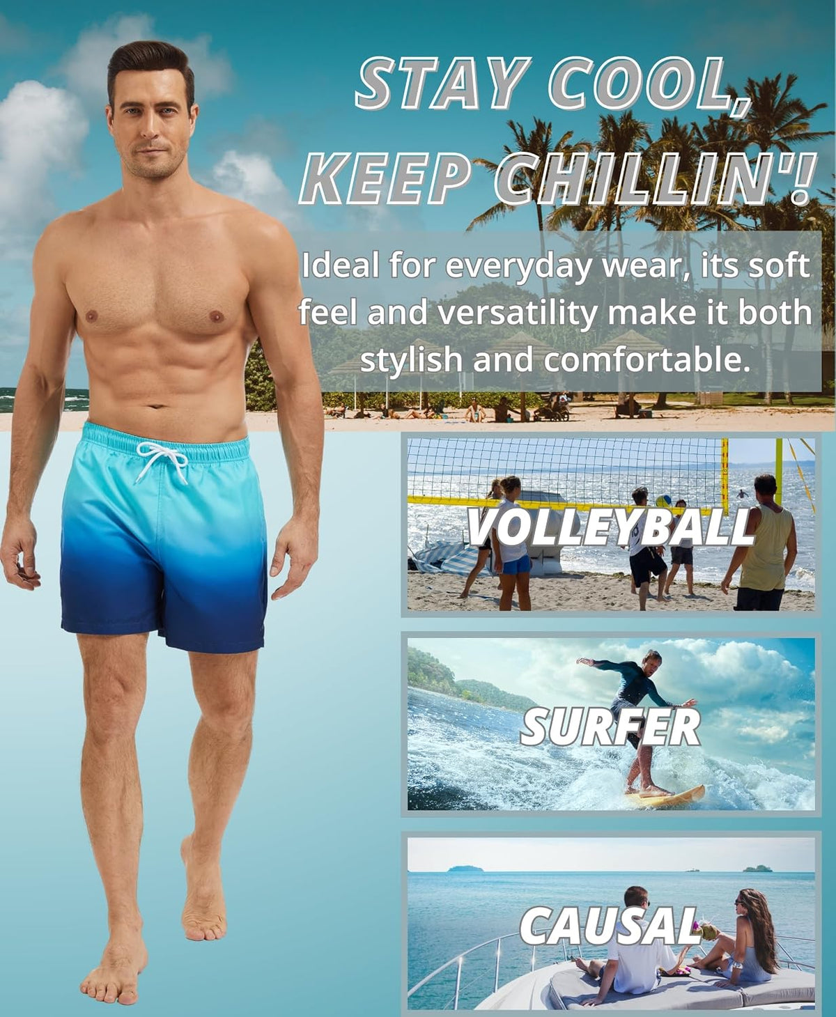 AMZSPORT Men's Swim Trunks