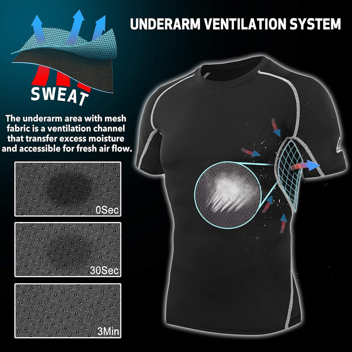 AMZSPORT Men's Short Sleeve Compression Shirt, Cool Dry Running Top