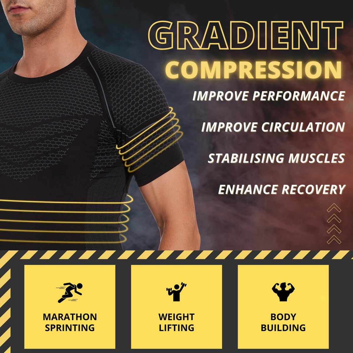AMZSPORT Men's Compression Shirt, Sports, Quick-Dry, Base Layer Top