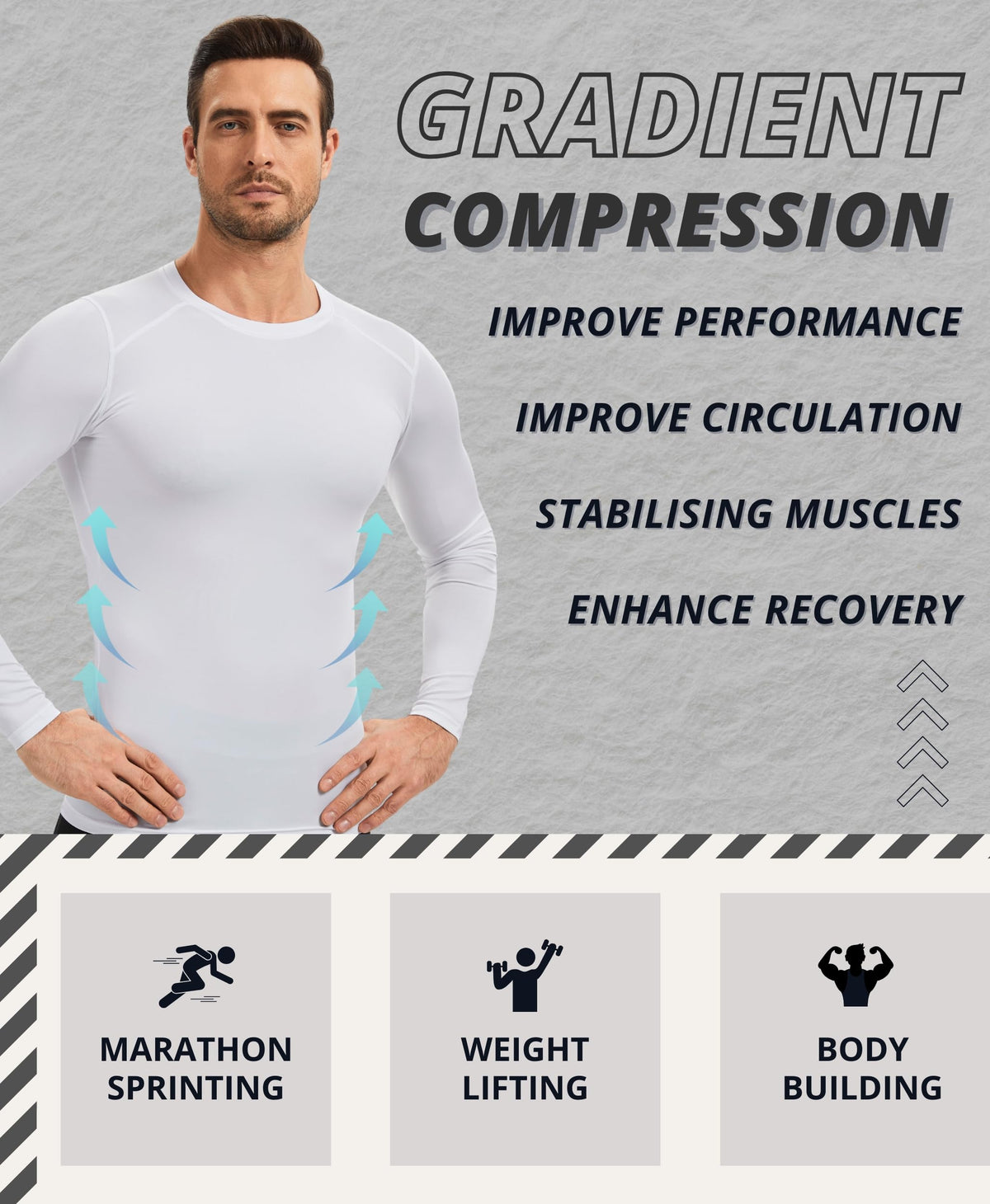 AMZSPORT Men's Long Sleeve Compression Shirt, Quick-Dry
