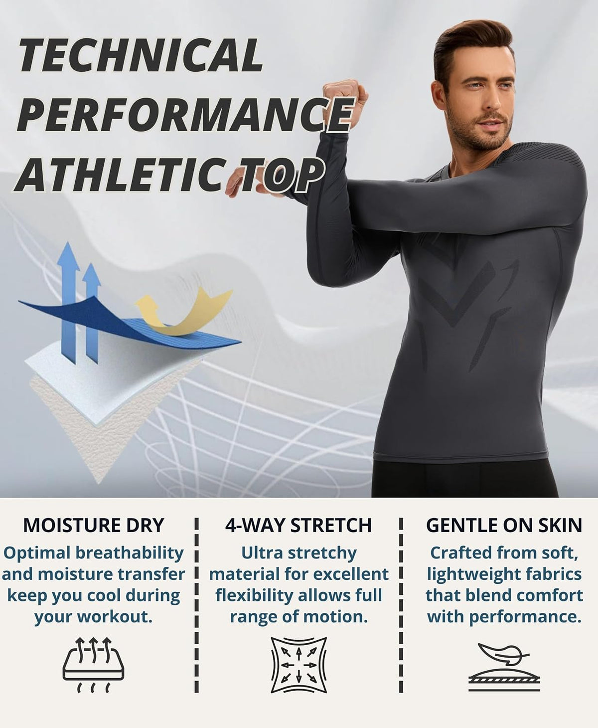 AMZSPORT Men's Long Sleeve Compression Shirt