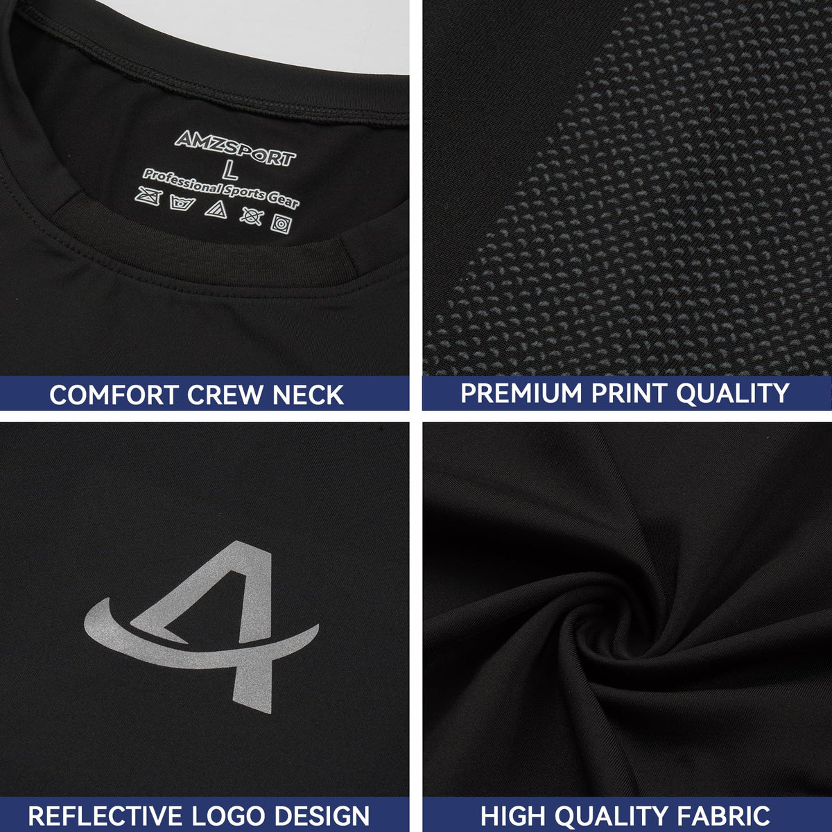 AMZSPORT Men's Short Sleeve Compression Shirt Quick-Dry Running Top