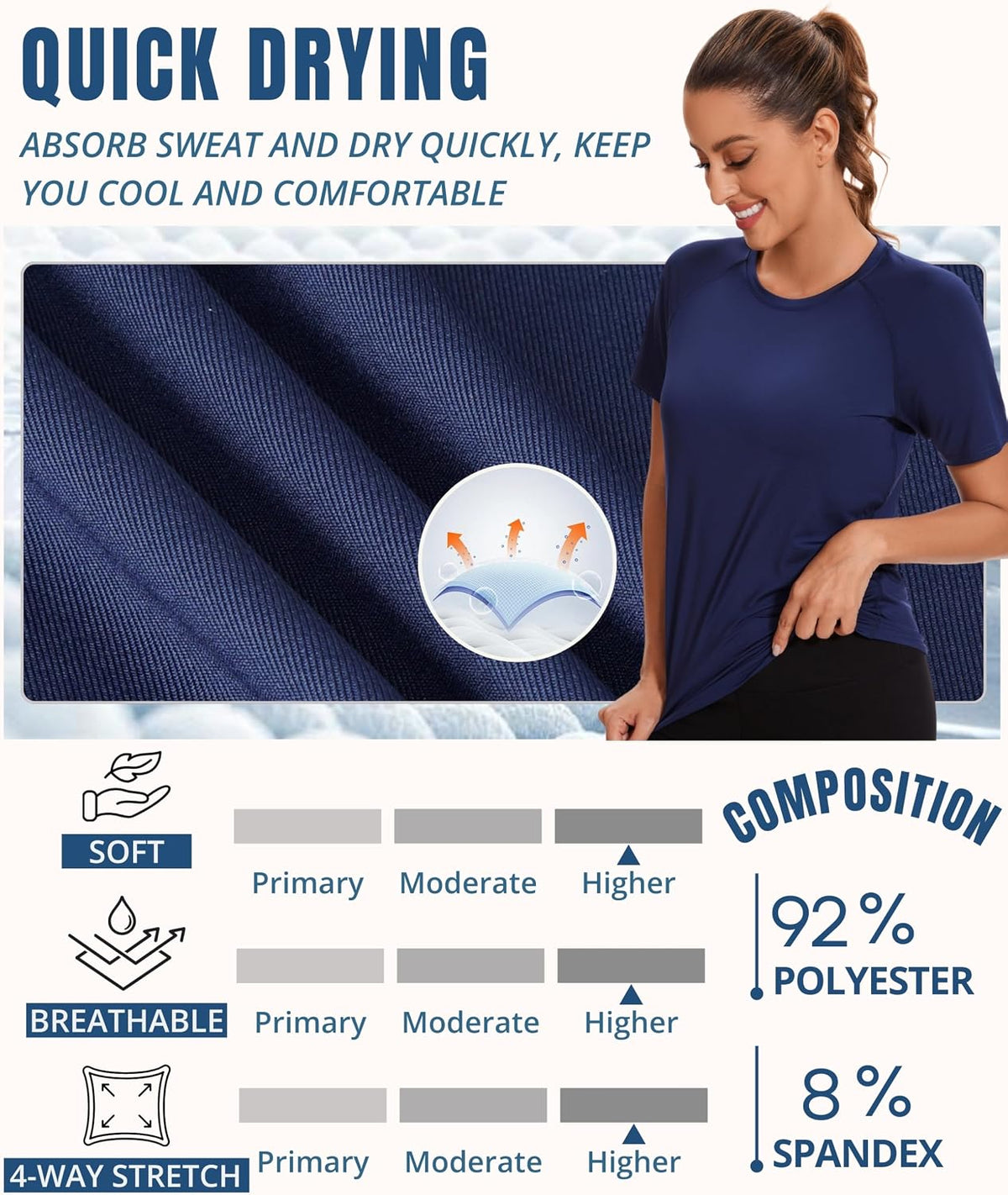 AMZSPORT Women's Short Sleeve Sport T-Shirt Breathable Running Top