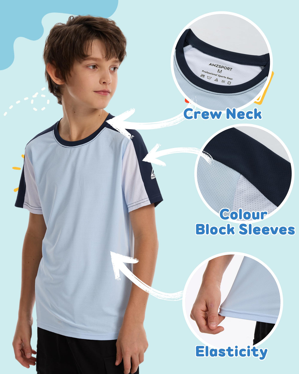 AMZSPORT Kids Unisex Short Sleeve Sports T-Shirt For Football Training