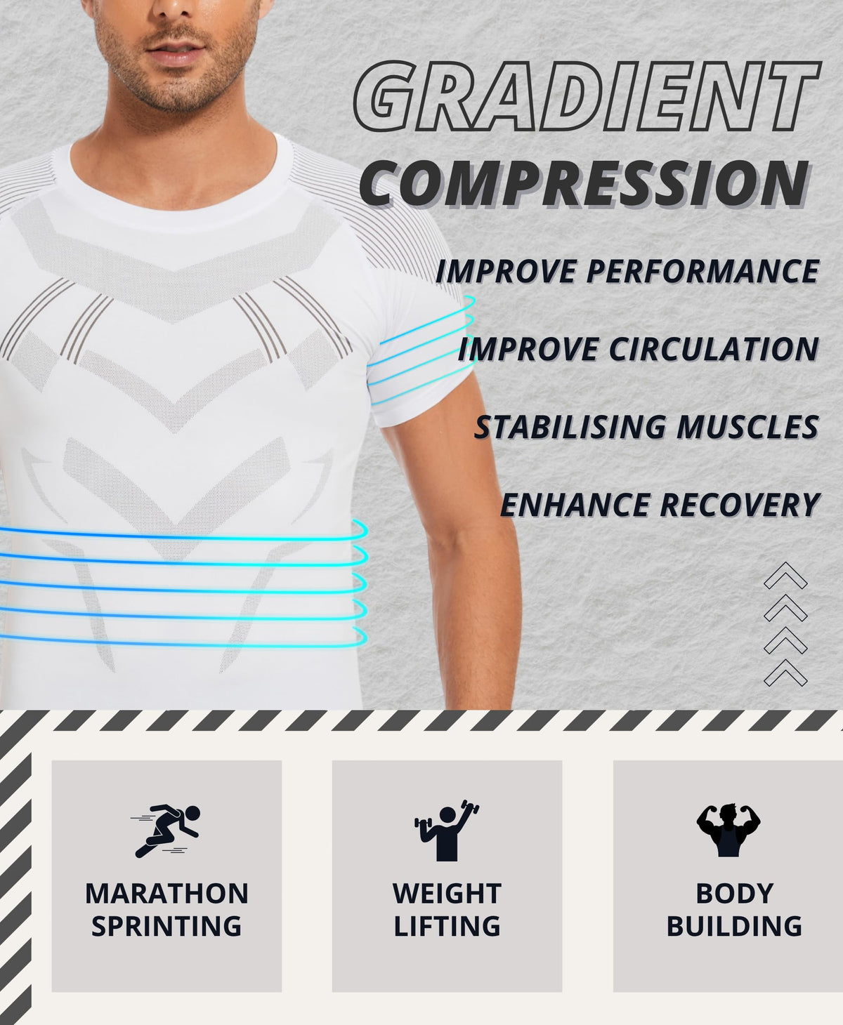 AMZSPORT Men's Compression Shirt, Sports, Quick-Dry, Base Layer Top