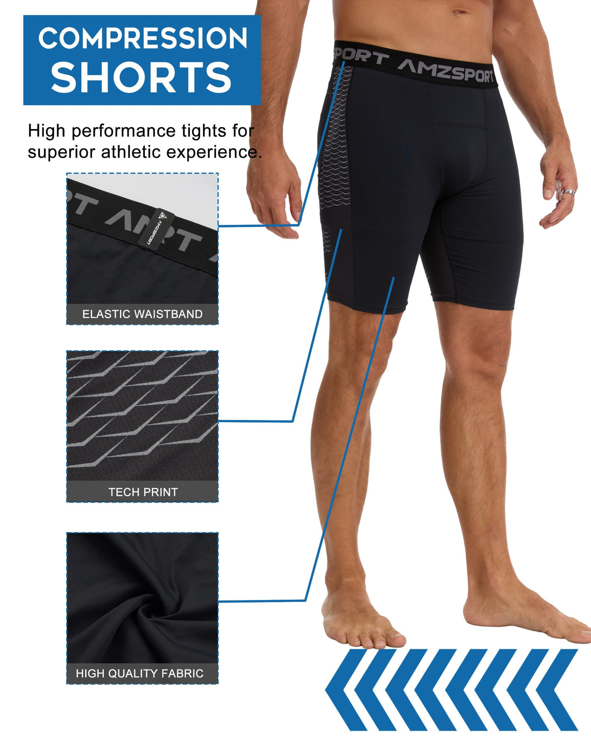 AMZSPORT Men's Breathable Compression Shorts