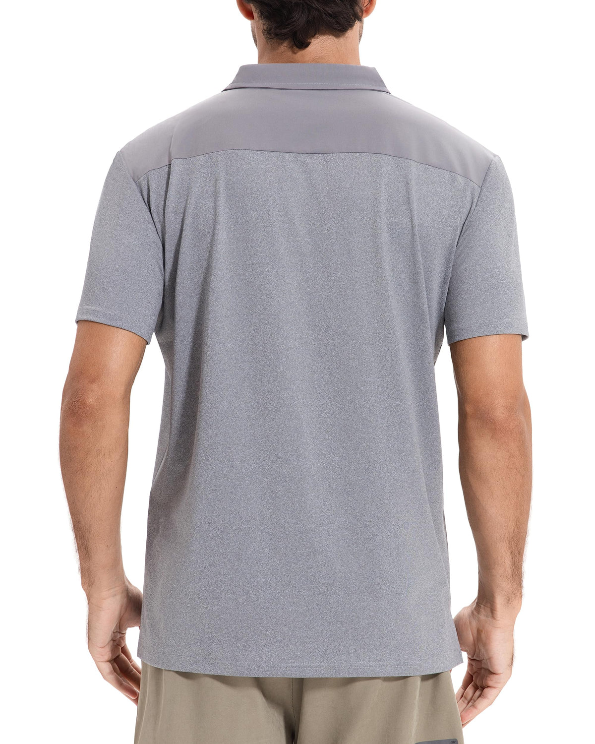 AMZSPORT Men's Short Sleeve Polo Shirt Quick-Dry Zip Pocket Sport