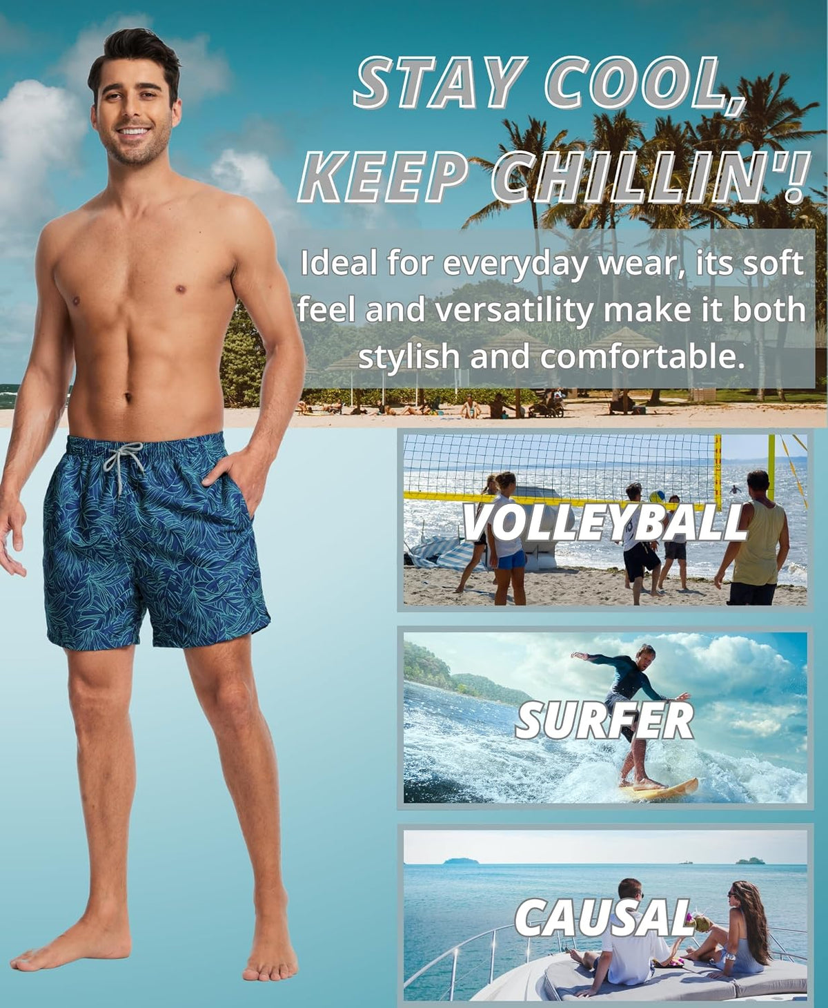 AMZSPORT Men's Swim Trunks