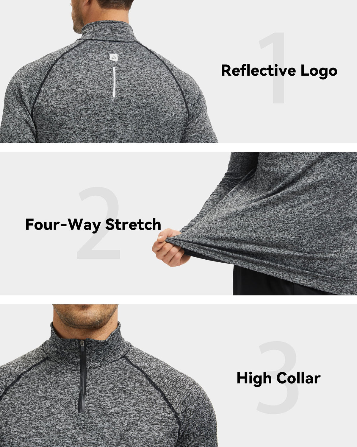 AMZSPORT Men's 1/4 Zip Long Sleeve Running & Training Shirt
