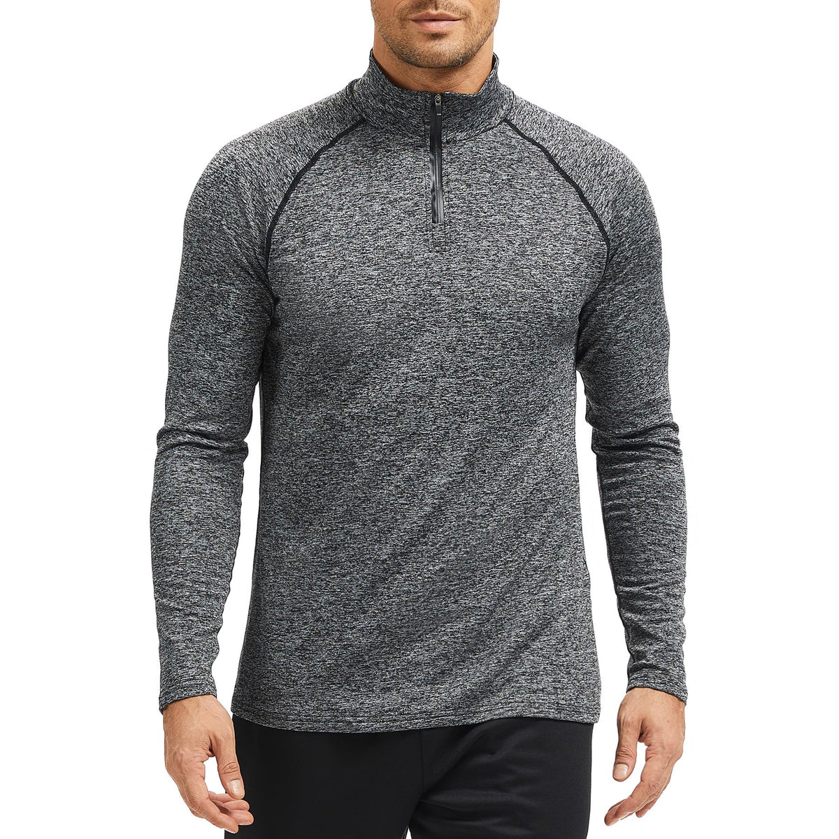 AMZSPORT Men's 1/4 Zip Long Sleeve Running & Training Shirt