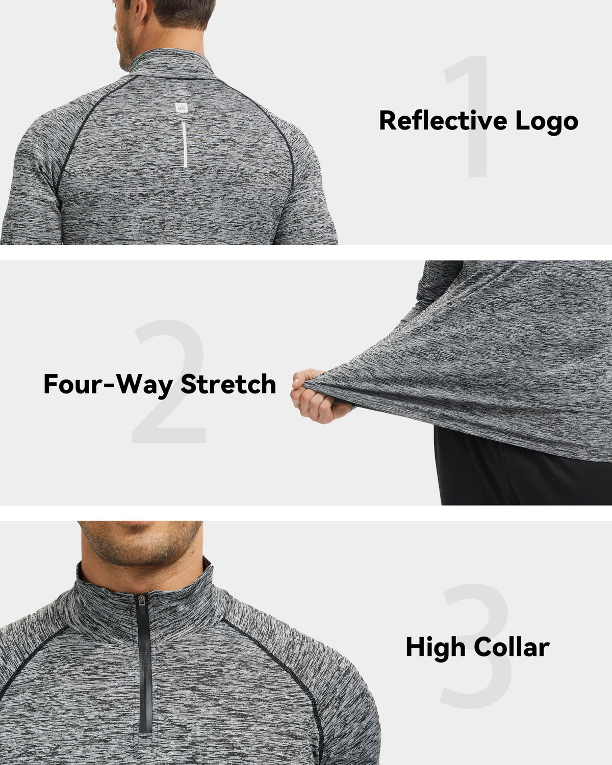 AMZSPORT Men's 1/4 Zip Long Sleeve Running & Training Shirt