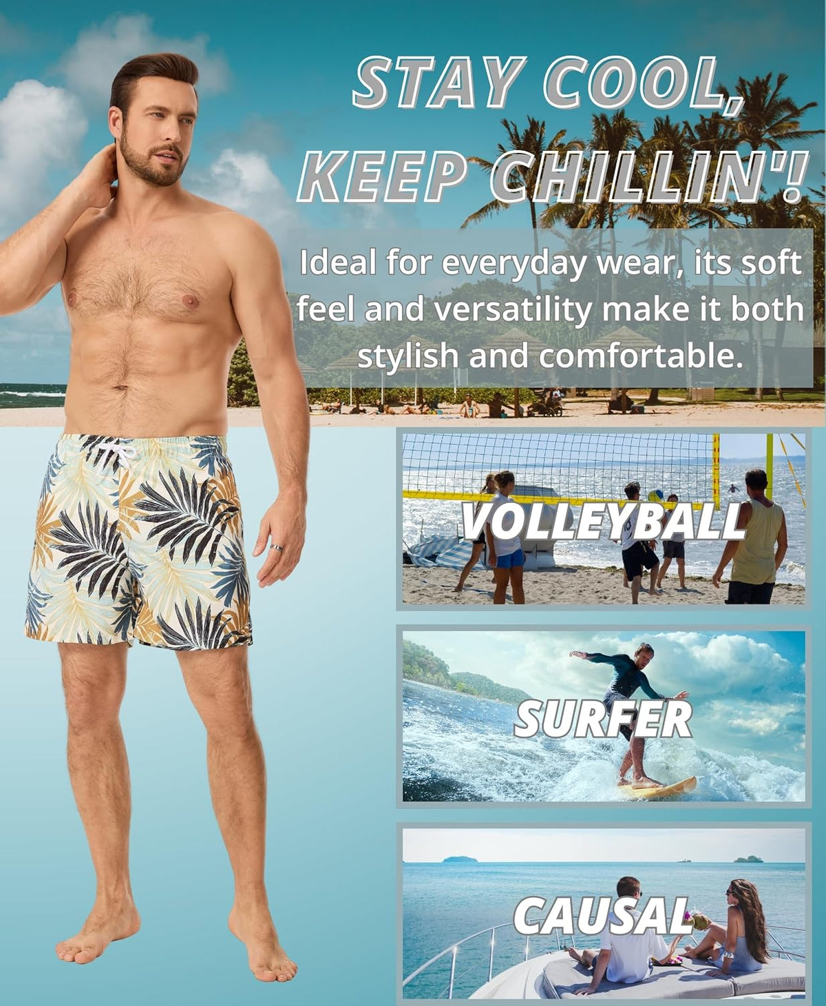 AMZSPORT Men's Swim Trunks