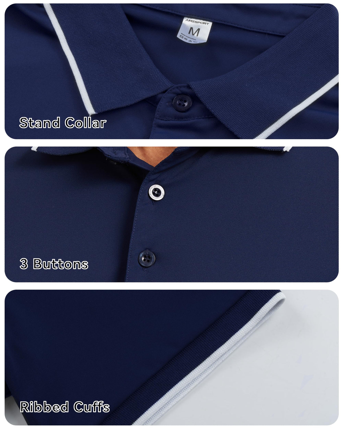 AMZSPORT Men's Short Sleeve Polo Shirt For Golf,Business Or Casual