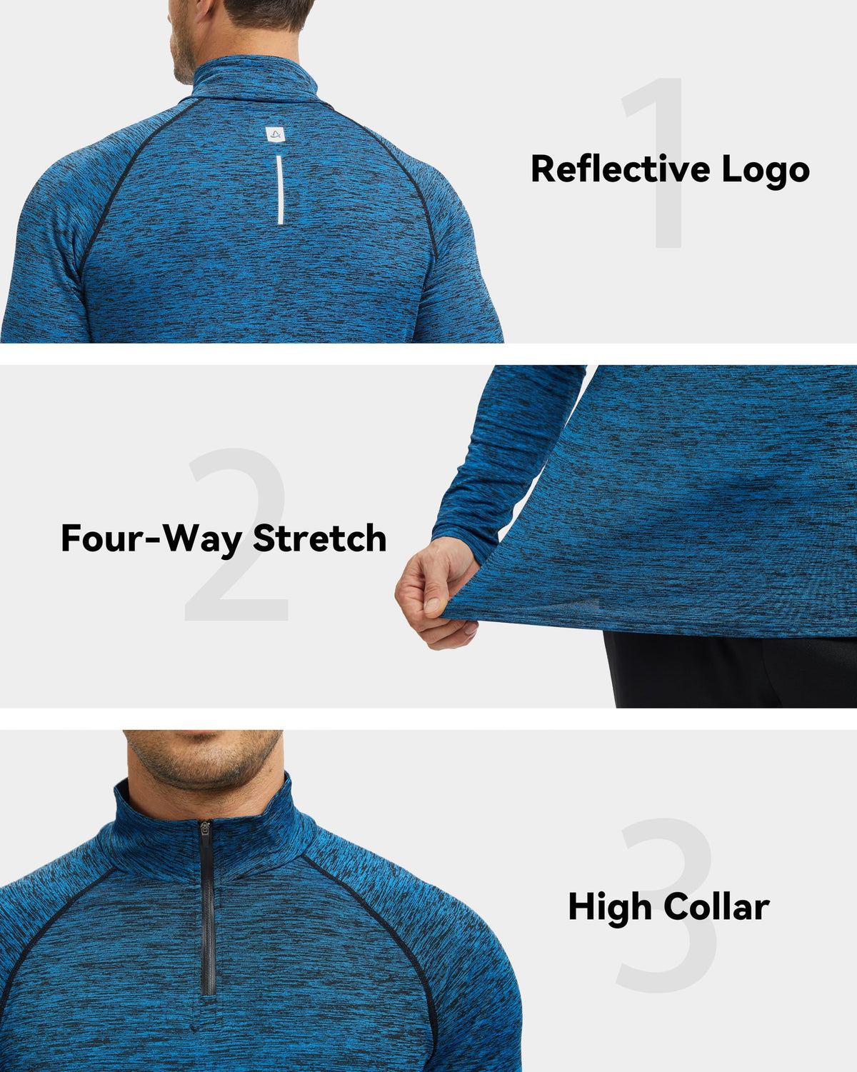 AMZSPORT Men's 1/4 Zip Long Sleeve Running & Training Shirt